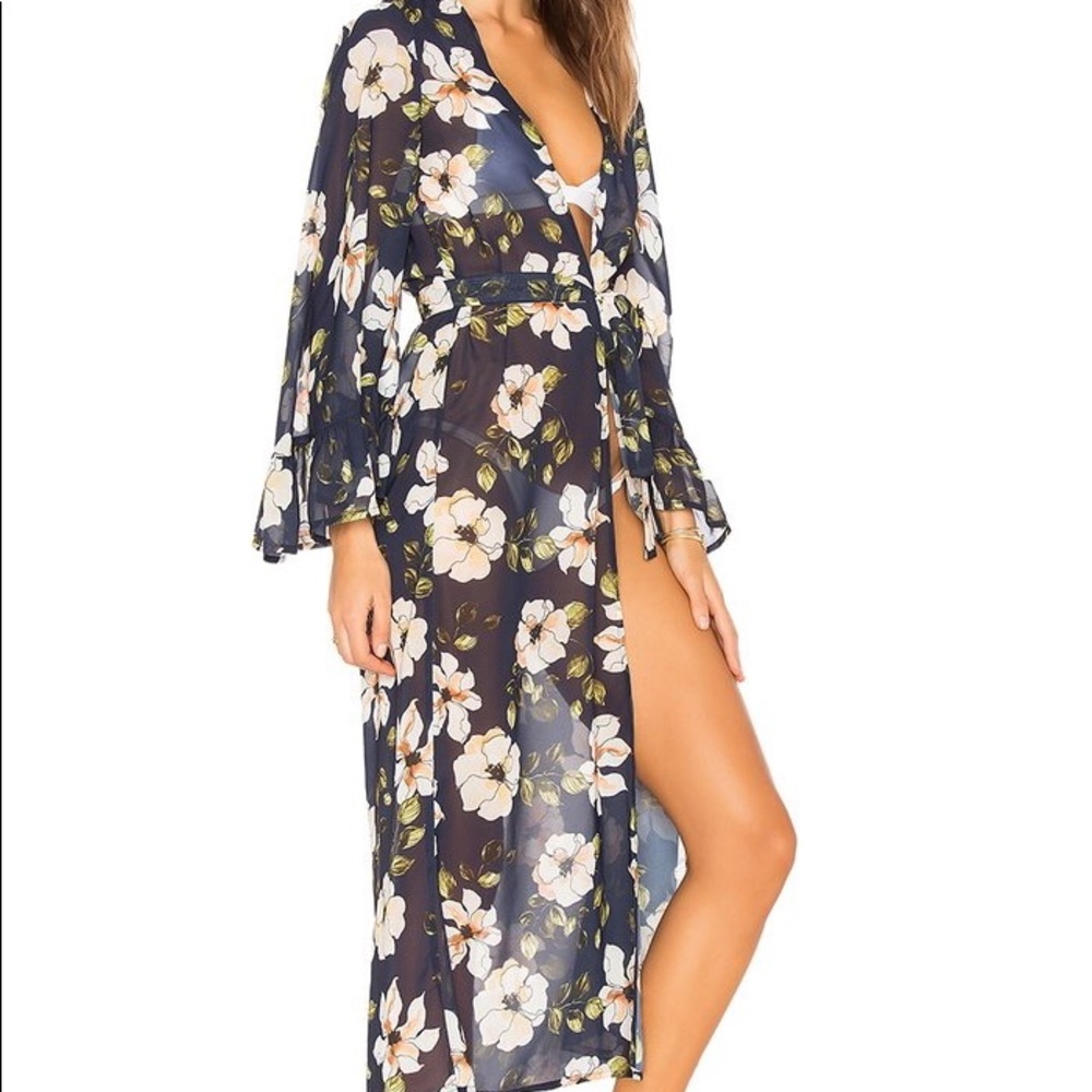 Sheer Navy Floral Kimono